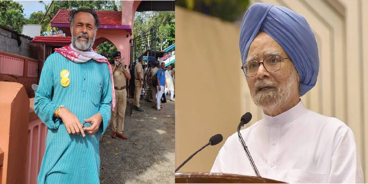 YogendraYadav-MMS Yogendra Yadav and Manmohan Singh.