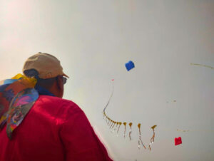 Sandesh Kaddi with his diamond train kite