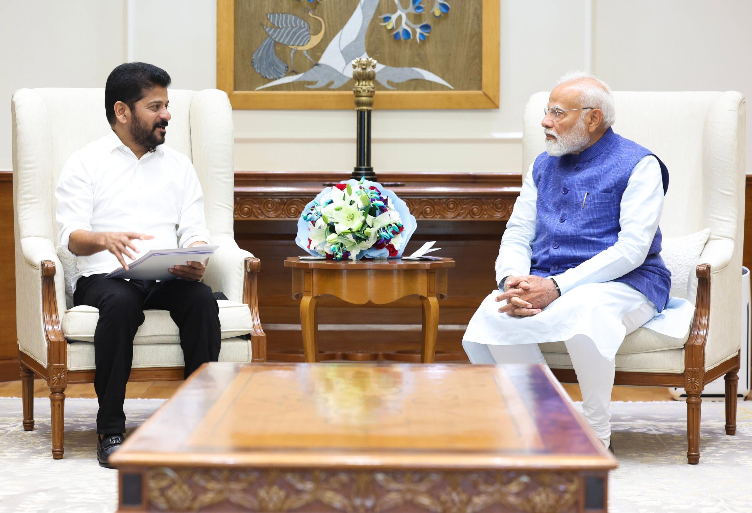 Revanth Reddy seeks support from Narendra Modi for a host of projects in Telangana