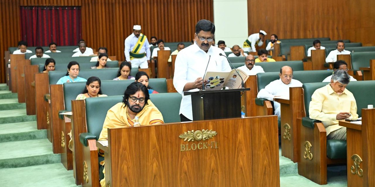 Andhra Pradesh Finance Minister Payyavula Keshav presenting the budget. (X) Andhra Pradesh Finance Minister Payyavula Keshav presenting the budget. (X)