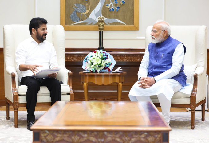 Revanth Reddy with Narendra Modi in Delhi