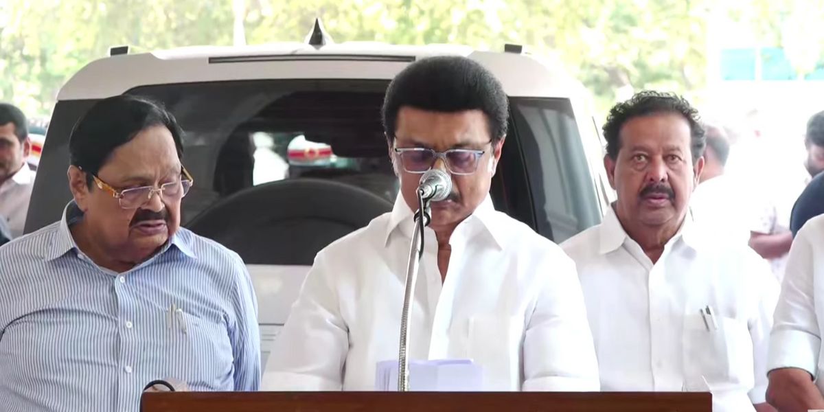 Tamil Nadu Chief Minister MK Stalin speaking to reporters. Tamil Nadu Chief Minister MK Stalin speaking to reporters.