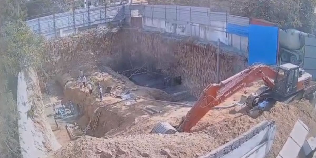 The construction site in Hyderabad where the wall collapsed.