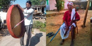 The goatskin 'Dappu,' and bamboo flute are instruments played at special occassions