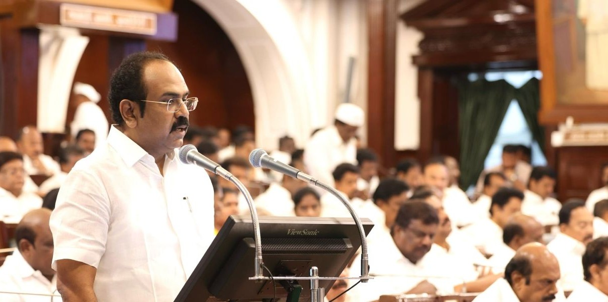 Finance Minister Thangam Thenarasu presenting the budget Finance Minister Thangam Thenarasu presenting the budget