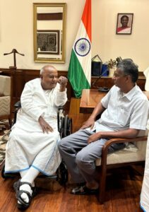 Former Prime Minister HD Deve Gowda with Satish Jarkiholi. 