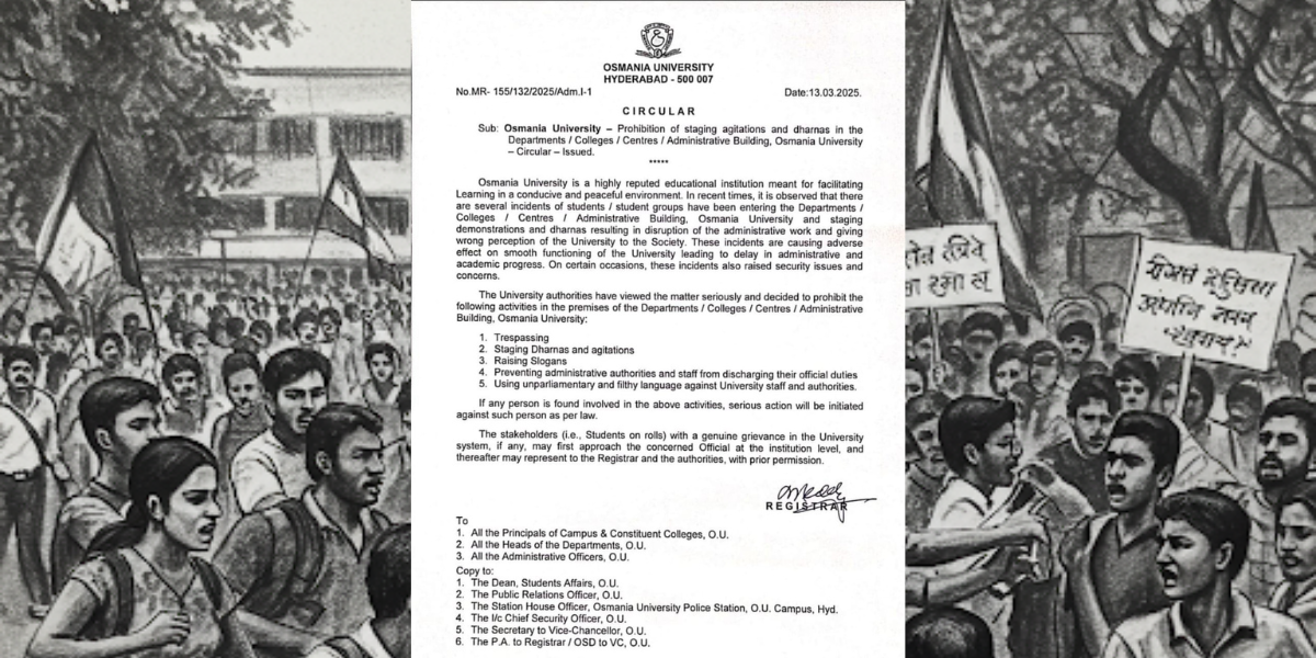 Osmania University releases circular prohibiting protests on campus