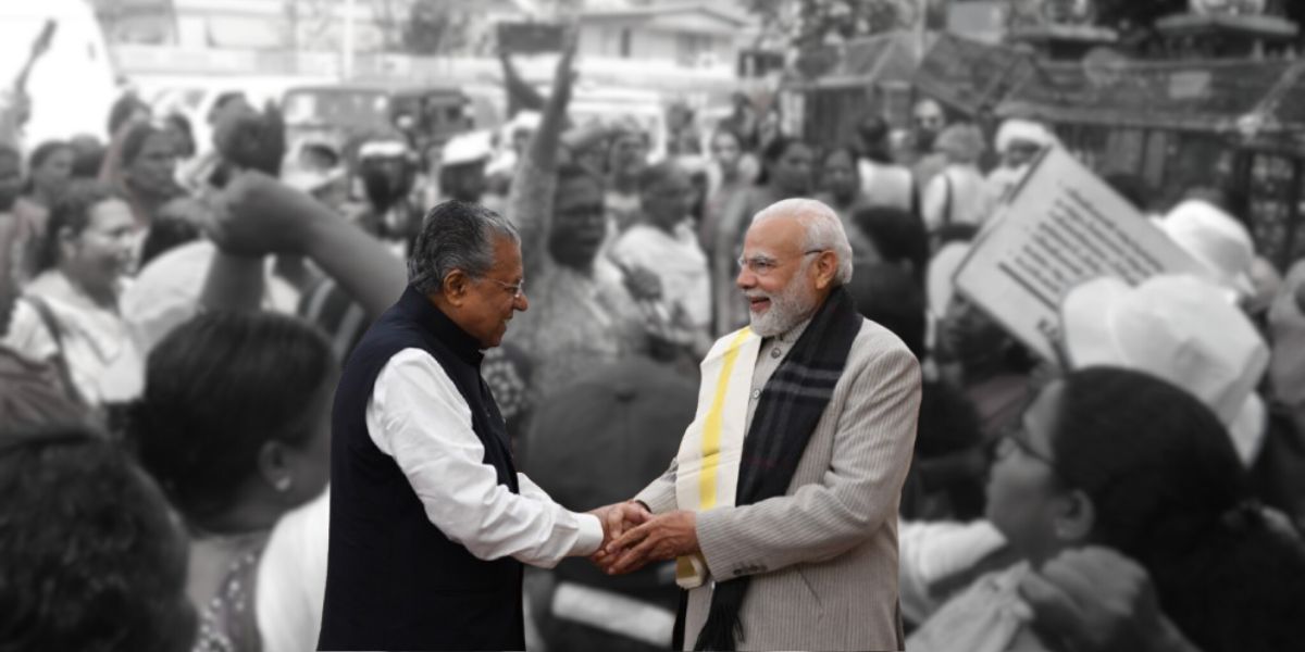 Pinarayi Vijayan and Narendra Modi. Kerala government
