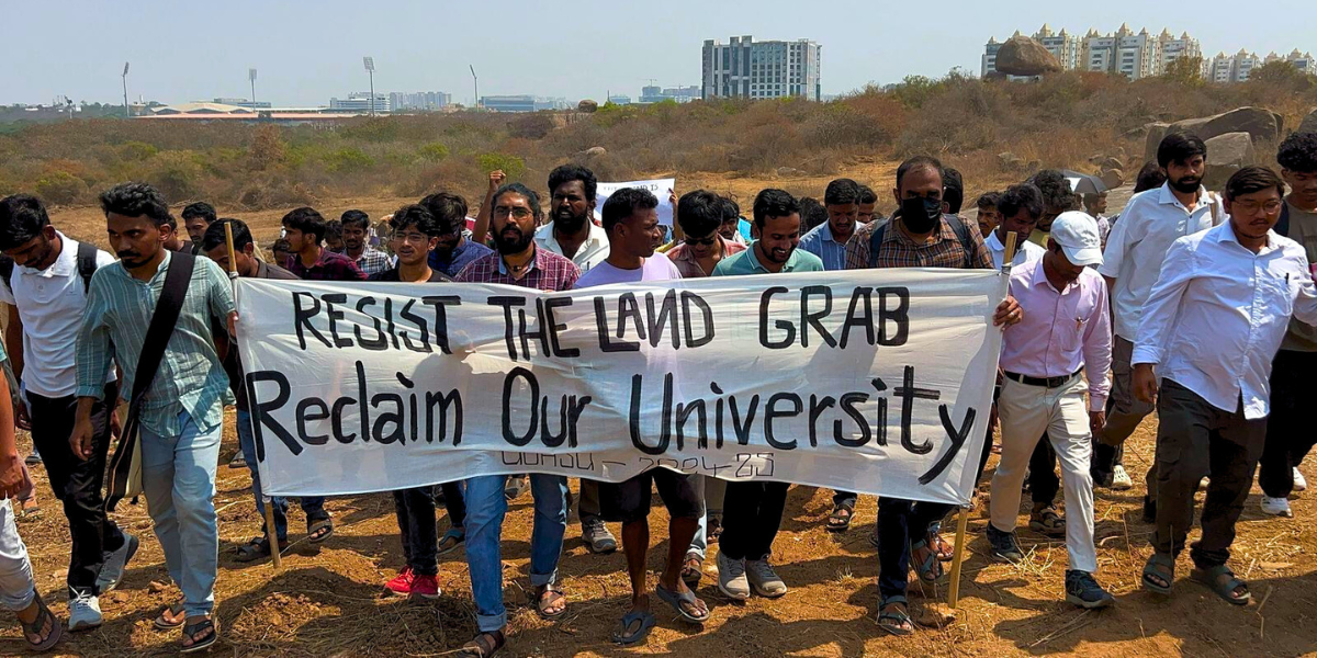 Protests erupt at UoH against auction of 400 acres