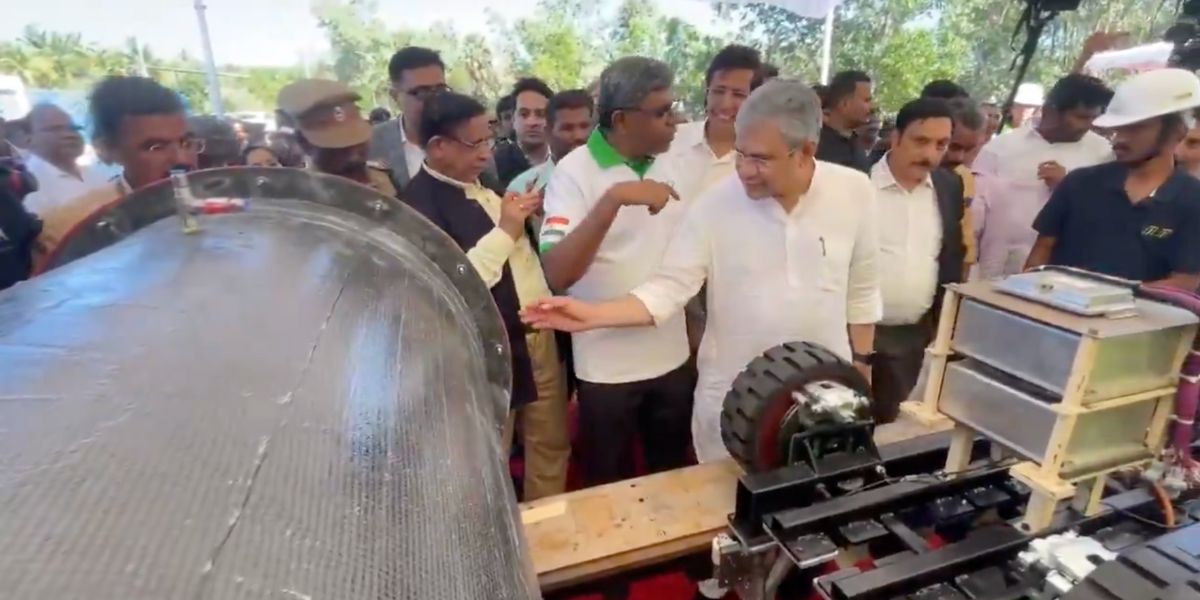 Railways Minister Ashwini Vaishnaw inspecting the Hyperloop testing at IIT Madras.