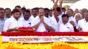 Tamil Nadu Finance Minister Thangam Thennarasu paid tributes at Kalaignar Memorial ahead of the Budget presentation.