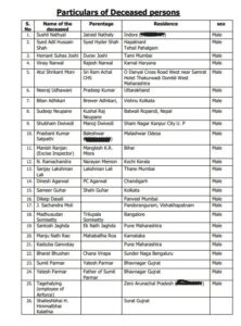 The official list of people killed in the attack.