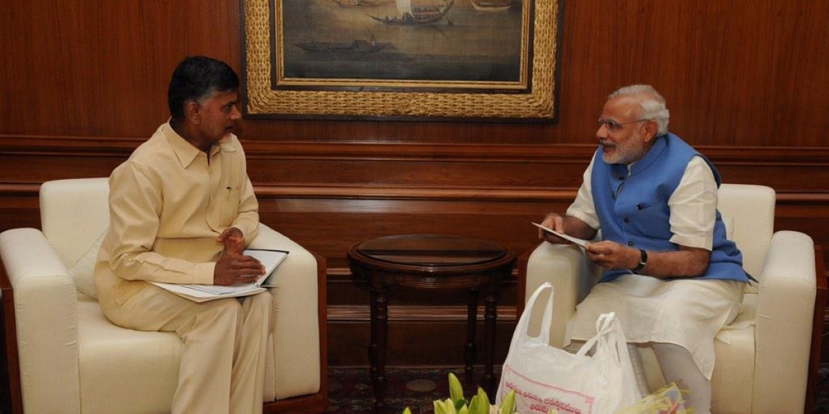 File photo of Chief Minister Chandrababu Naidu inviting Prime Minister Narendra Modi to Amaravati in 2015