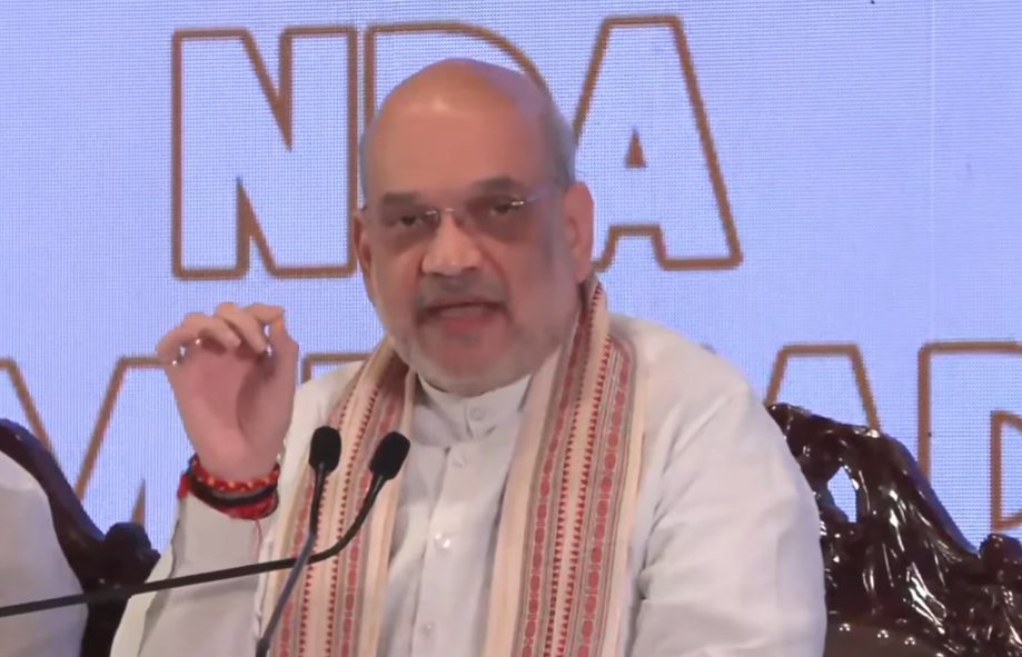 Shah Union Minister Amit Shah addressing the media in Chennai on Friday, 11 April.