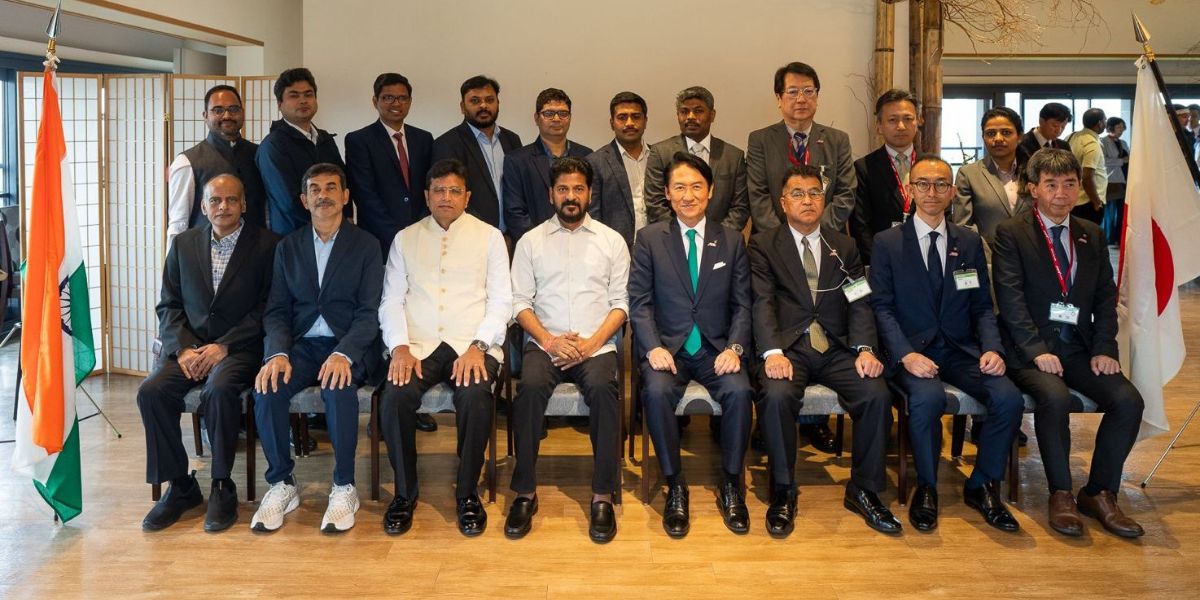 Telangana delegation led by Chief Minister Revanth Reddy and Japanese officials.