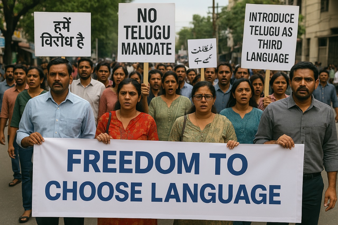 Parents to protest mandatory Telugu implementation in Telangana schools (AI generated image)
