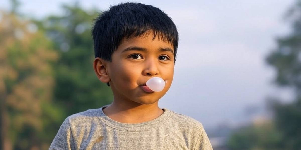 kid chewing gum Microplastic munchies: How chewing gum could be adding plastic to your diet