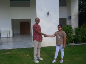 Shanaya Goyal with Sagar Potalkar, Senior Programme Executive of Rise Against Hunger