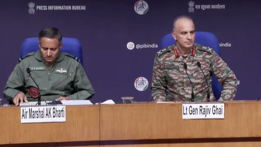 Air Marshal AK Bharti, Director General of Air Operations, and Director General of Military Operations, Lieutenant General Rajiv Ghai Operation Sindoor: 100 terrorists killed in strikes, Pakistan sought ceasefire, say Indian armed forces
