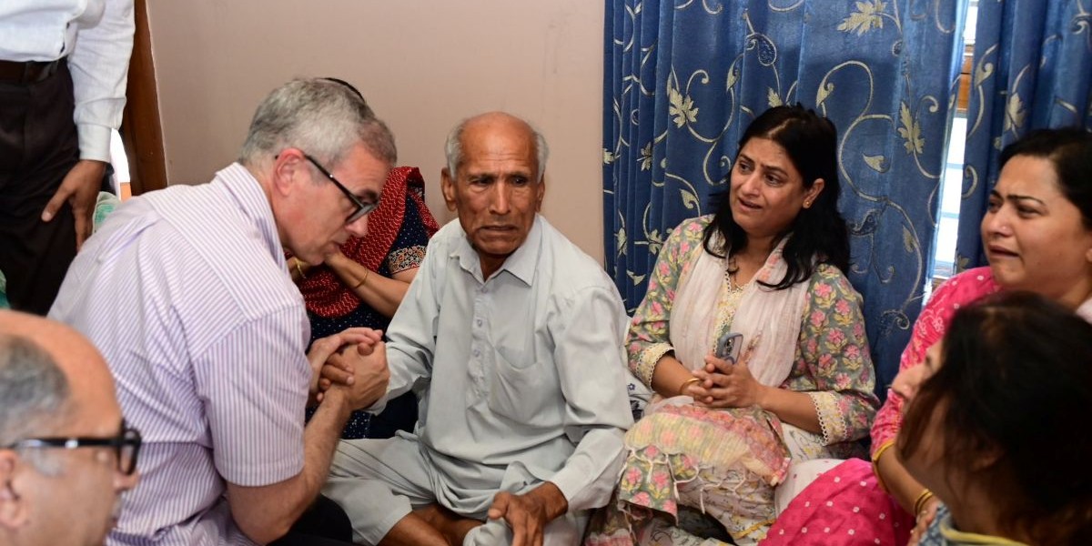 Chief Minister Omar Abdullah meets officer Raj Kumar Thapa's family