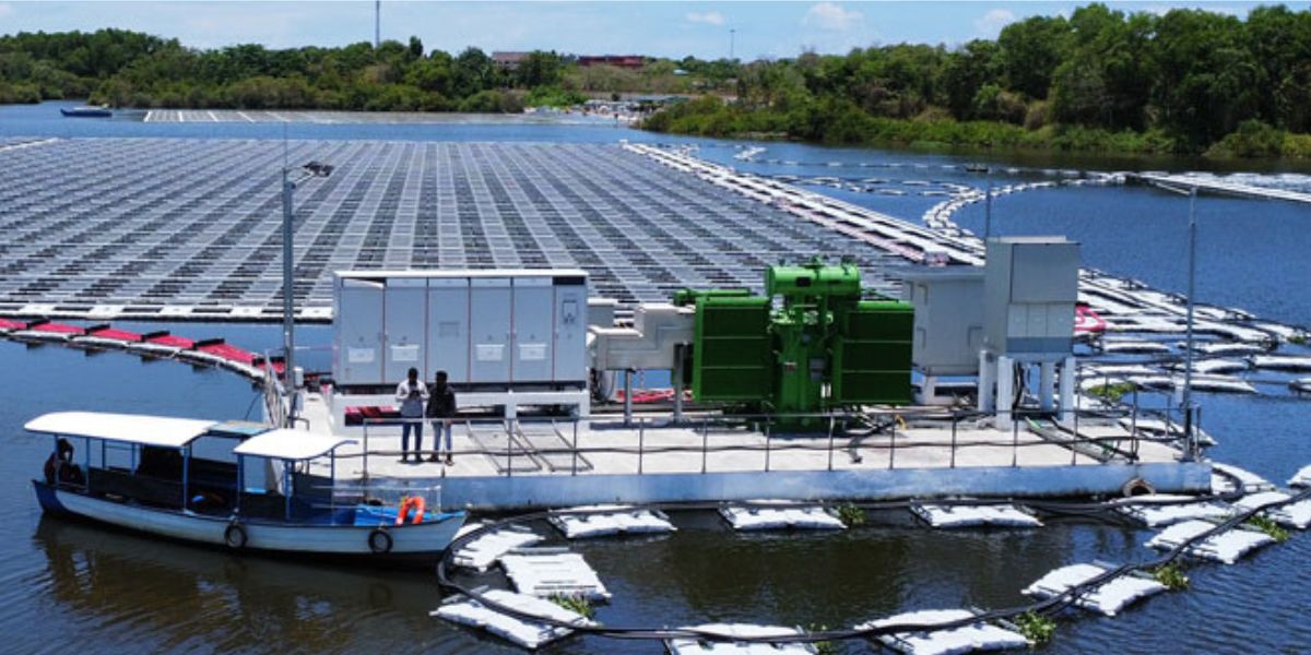 Floating solar power project of 101.6 MWp in Kayamkulam, Kerala. (Tata Power Solar) Floating solar power project of 101.6 MWp in Kayamkulam, Kerala. (Tata Power Solar)