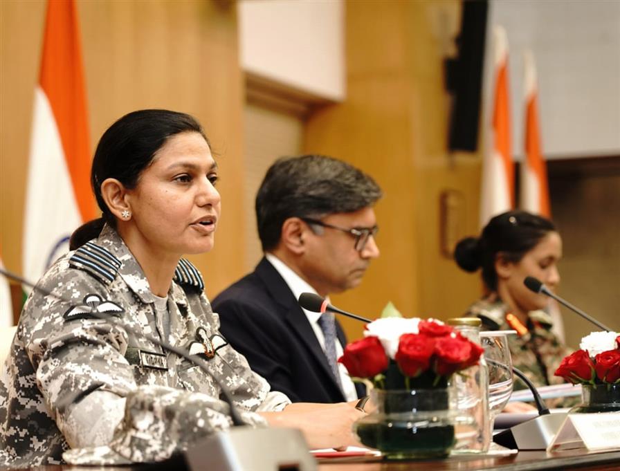 Joint-Presser Wing Commander Vyomika Singh, External Affairs Secretary Vikram Misri, and Colonel Sofiya Qureshi at an earlier joint press conference, briefing the media about Operation Sindoor. (PIB)