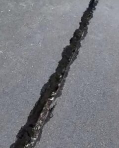 Cracks have formed on the asphalted surface at several parts of the highway.
