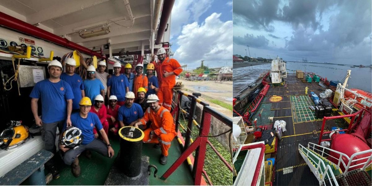 Air diving teams from Seamec III have managed to seal a leak from the sounding pipe of Fuel Oil Tank 22 of MSC ELSA 3using layered capping materials.