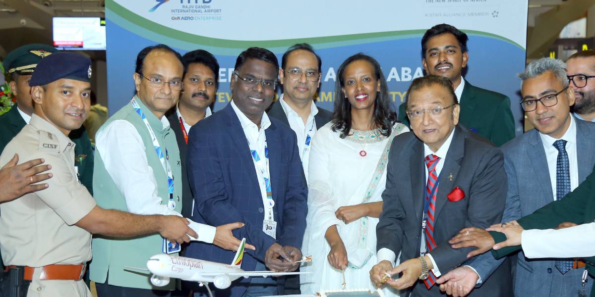 Officials ahead of the first direct flight from Hyderabad to Addis Ababa.