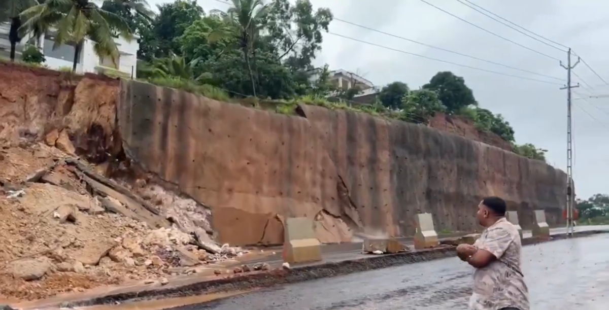 Part of NH 66 partially collapsed in Kerala