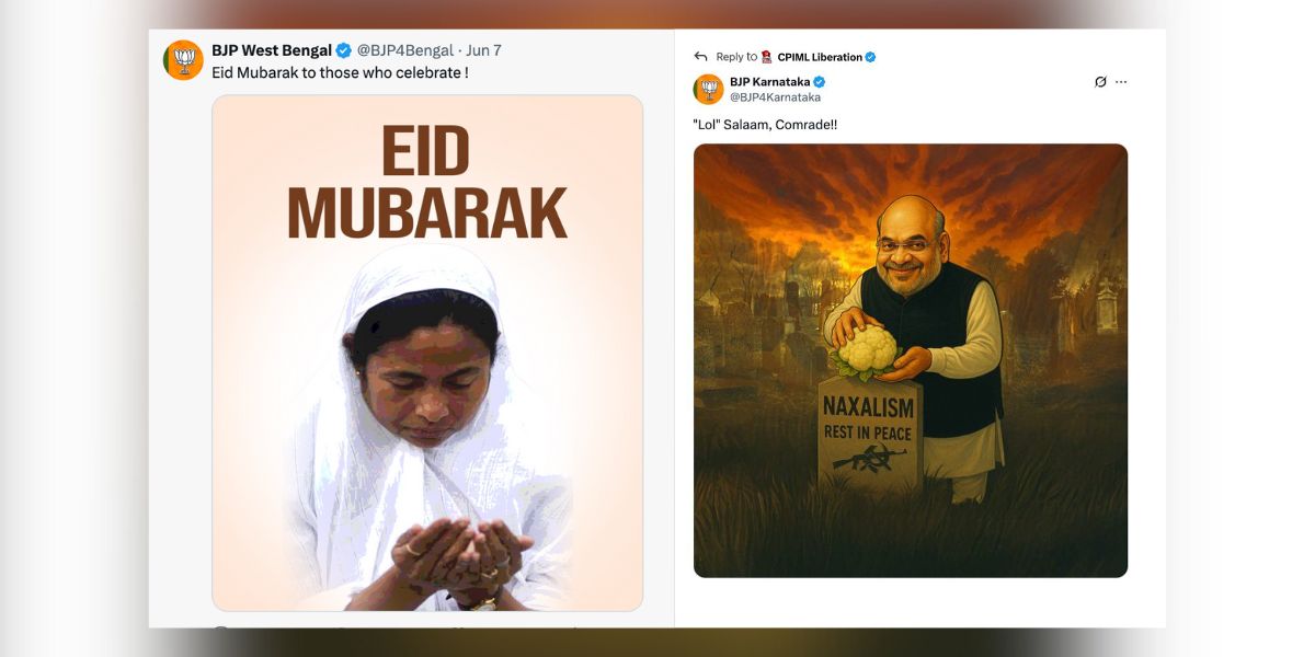 Social media posts by the BJP. Social media posts by the BJP.