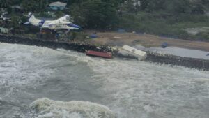 Some containers that got beached along the coastal lines of Kerala.