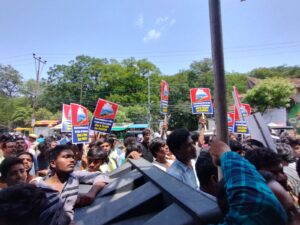 "Kaleshwaram is the pride of Telangana, not a political target," placards at the protest