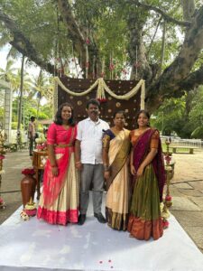 Sahana's family: Chandana (sister), Suresh Babu (father), Manjula (mother), and Sahana
