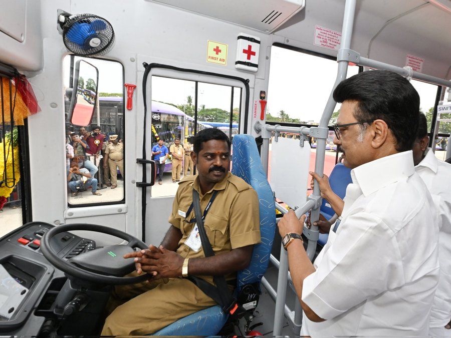 CM Stalin flags off 120 electric buses in Chennai to boost green mobility