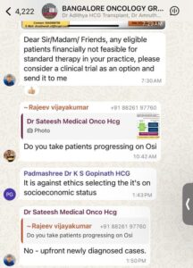 Members of the WhatsApp group were not impressed by Dr Sathish's request.