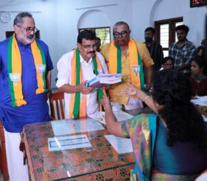 Advocate Mohan George submitting his nomination on 2 June.