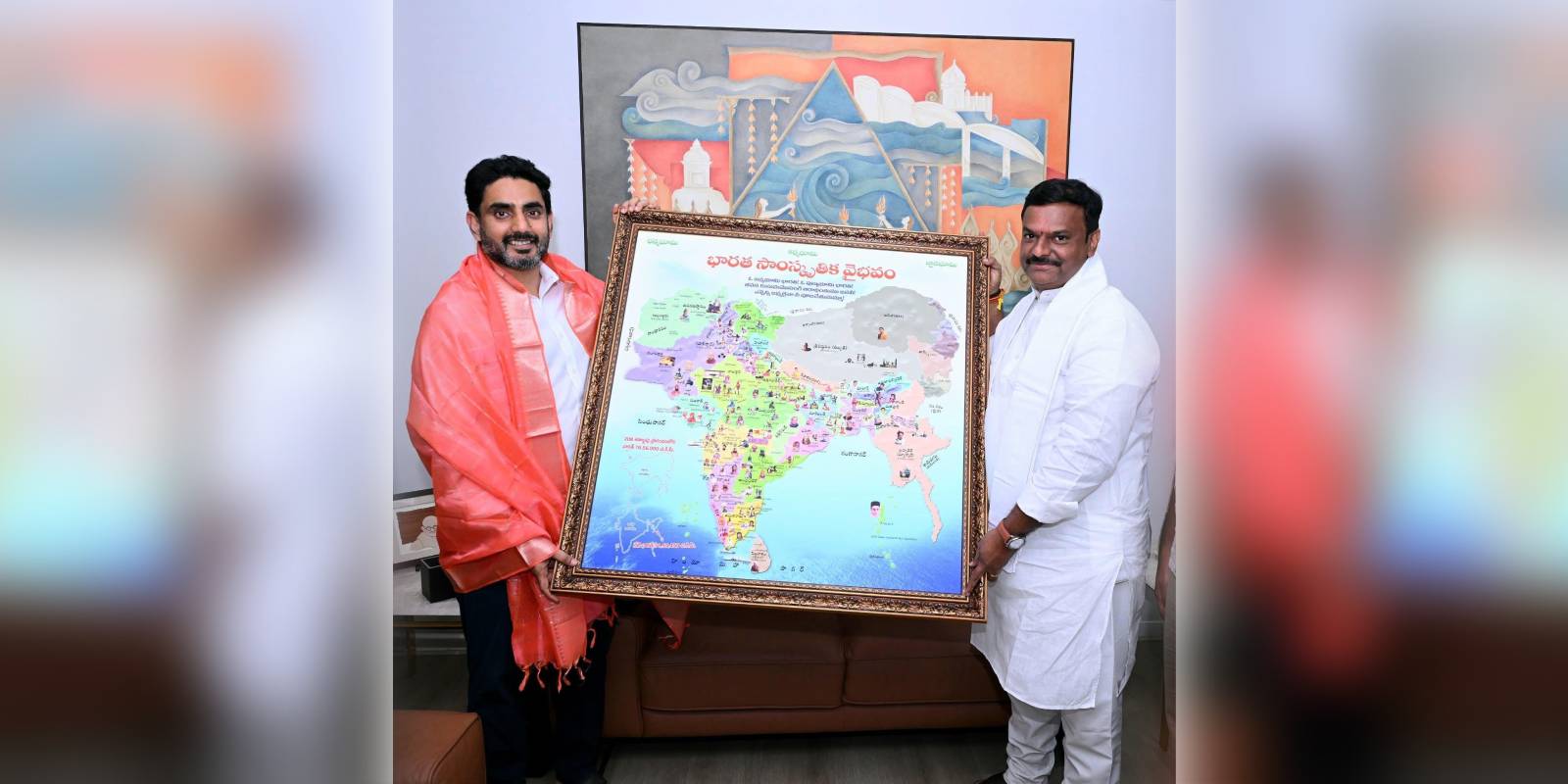 Andhra BJP chief gifts united state map to Nara Lokesh