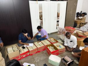 Cash seized during the raid