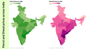 Petrol and Diesel prices across India