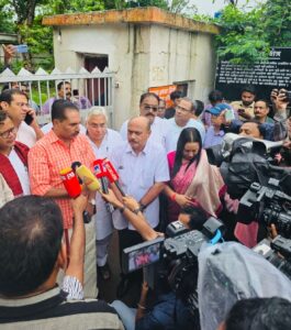 Kerala MPs, including Francis George and NK Premachandran, addressing the media.