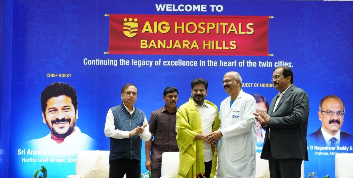 Revanth Reddy at AIG hospitals, Banjara Hills