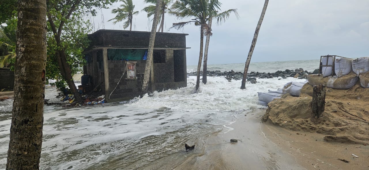 Sea erosion and sudden tidal flooding in Chellanam and Cheriyakadavu. (Sreelakshmi Soman/South First)