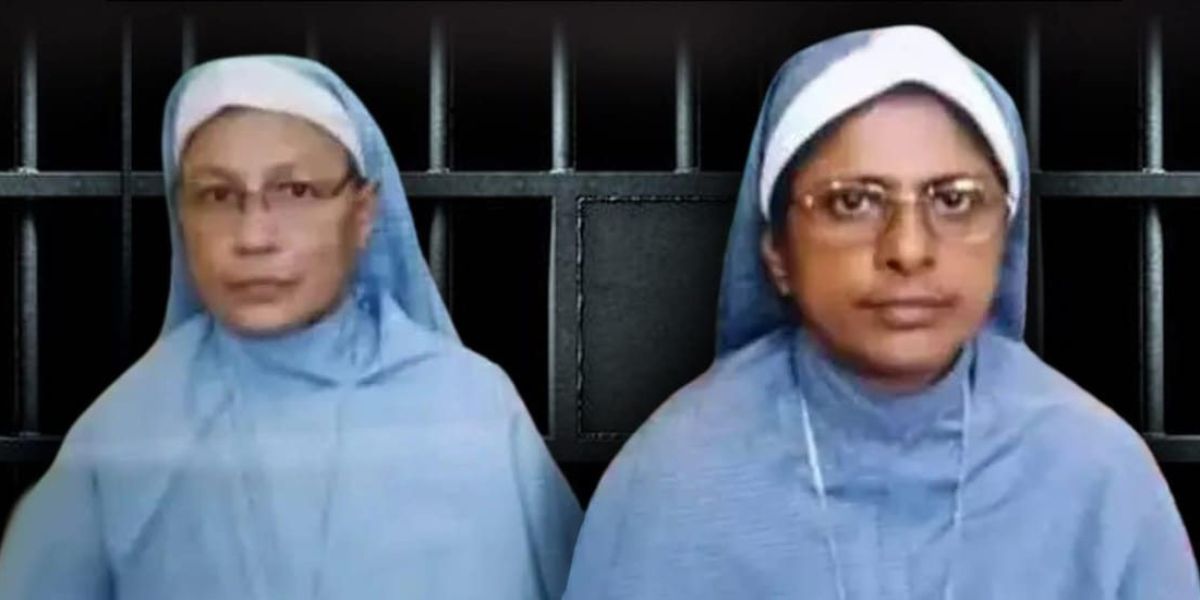 Sister Vandana Francis from Thalassery and Sister Preethi Mary from Angamaly, who were arrested in Chhattisgarh. Nuns arrest protest Kerala