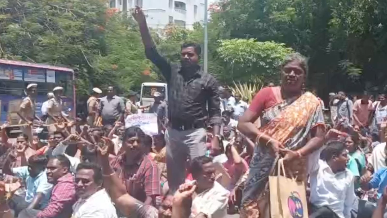 Part-time teachers protest in Chennai.