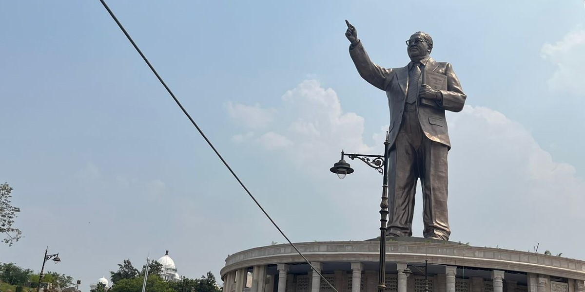 The-statue-of-BR-Ambedkar-unveiled-in-Hyderabad.-Muhammed-FazilSouth-First The statue of Dr BR Ambedkar near the Telangana Secretariat.