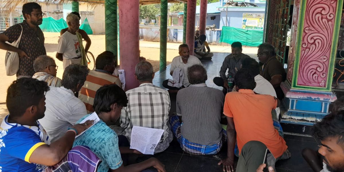 Villagers joined the campaign against the Indosol Solar’s proposed vertically integrated solar module manufacturing project in Nellore district of Andhra Pradesh Karedu land acquisition