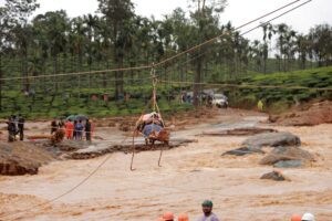 The makeshift zipline.