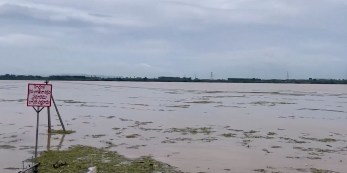 Overflowing Godavari in Bhadrachalam.