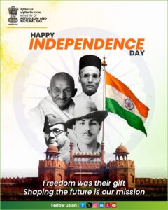 The Ministry of Petroleum and Natural Gas' I-Day poster with Savarkar 'towering' over Gandhiji, Bhagat Singh, and Netaji Subhas Chandra Bose. (X)